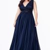 Dresses * | Cinderella Divine S7201 Long Sleeveless Plus Size Prom Dress Sale Special