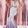 Dresses * | Cinderella Divine B60621 Prom Long Formal Halter Ombre Glitter Dress Exclusive Silver