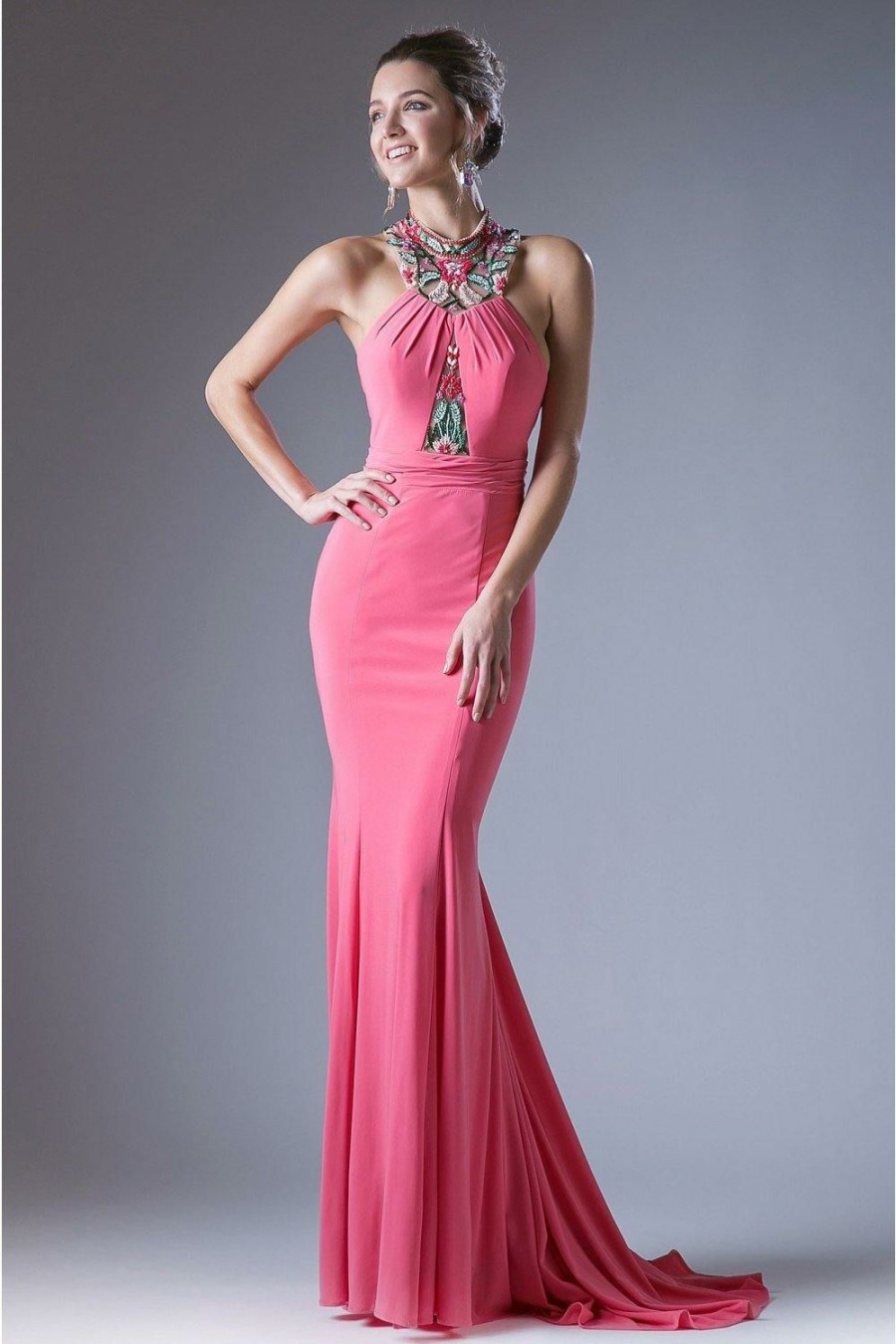 Dresses * | Cinderella Divine Cd83964 Prom Long Formal Dress Discount Store Coral