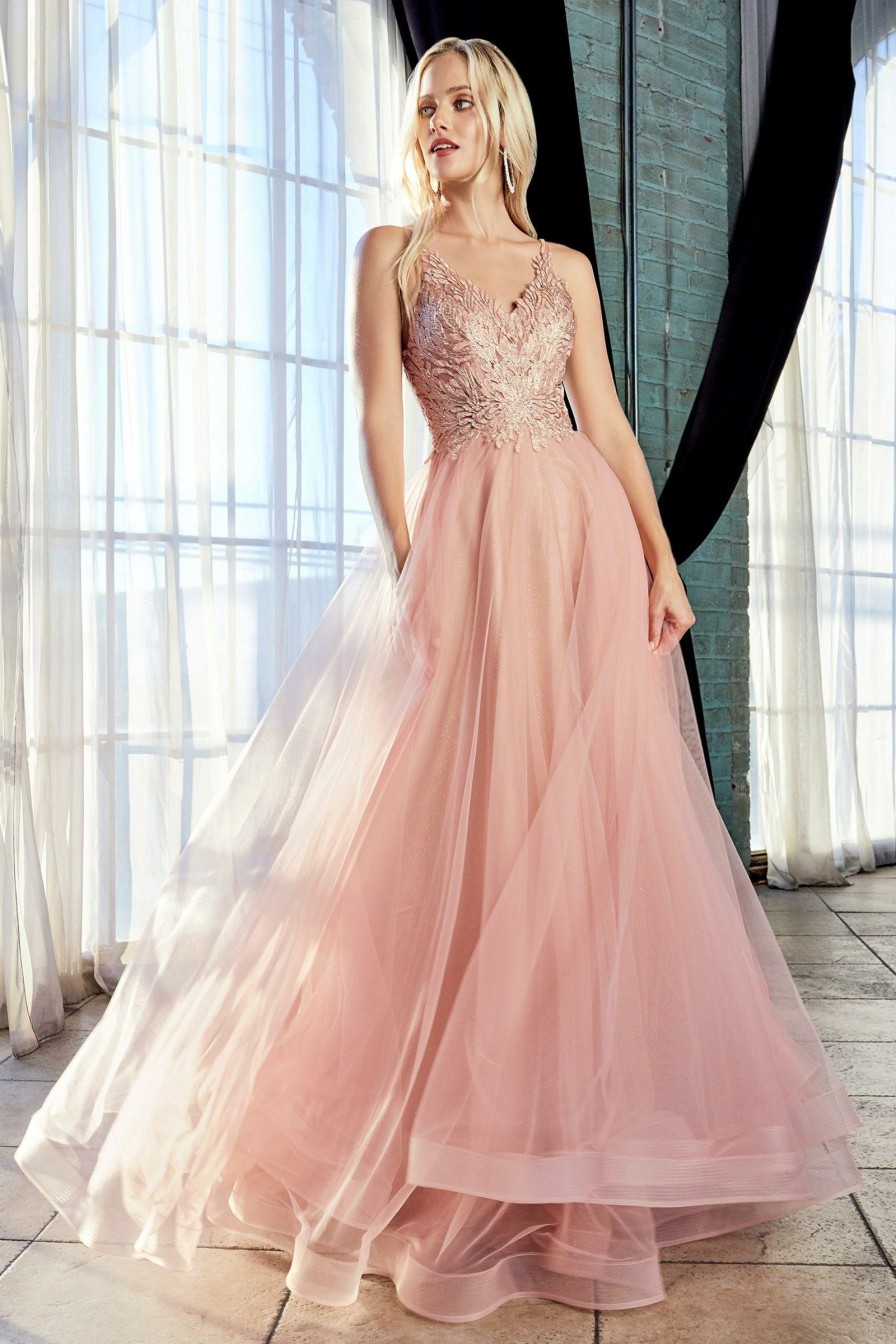 Dresses * | Cinderella Divine Cd899 Prom Long Formal Lace Applique Evening Dress Exclusive Design