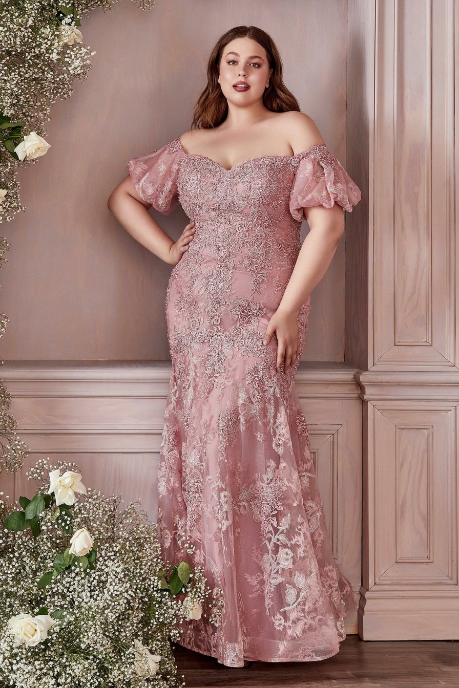 Dresses * | Cinderella Divine Cd959C Plus Size Off Shoulder Long Prom Dress Promotion