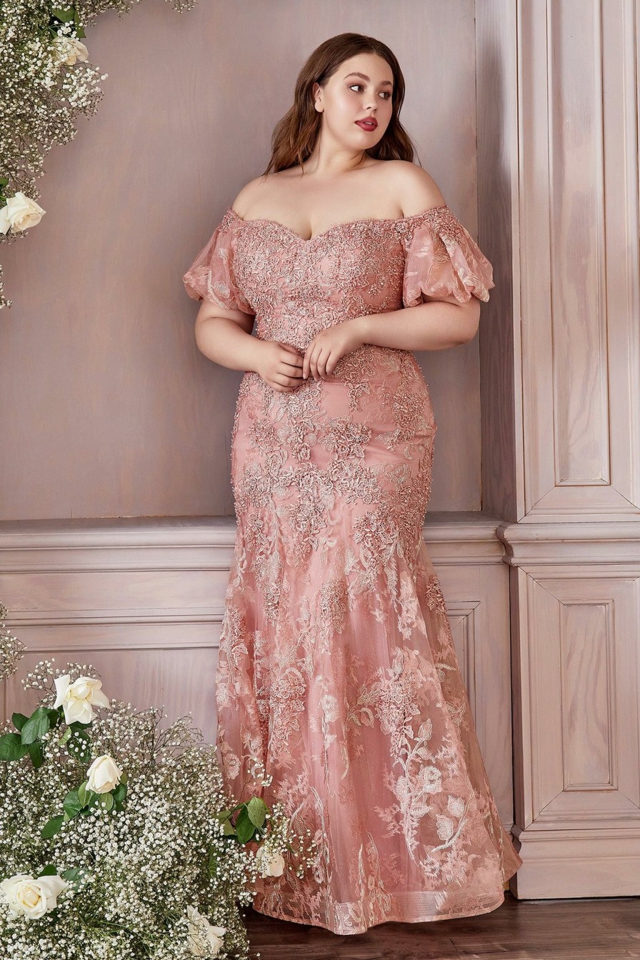 Dresses * | Cinderella Divine Cd959C Plus Size Off Shoulder Long Prom Dress Promotion