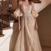 Dresses * | Cinderella Divine B703 Embellished Long Formal Dress Attractive Champagne