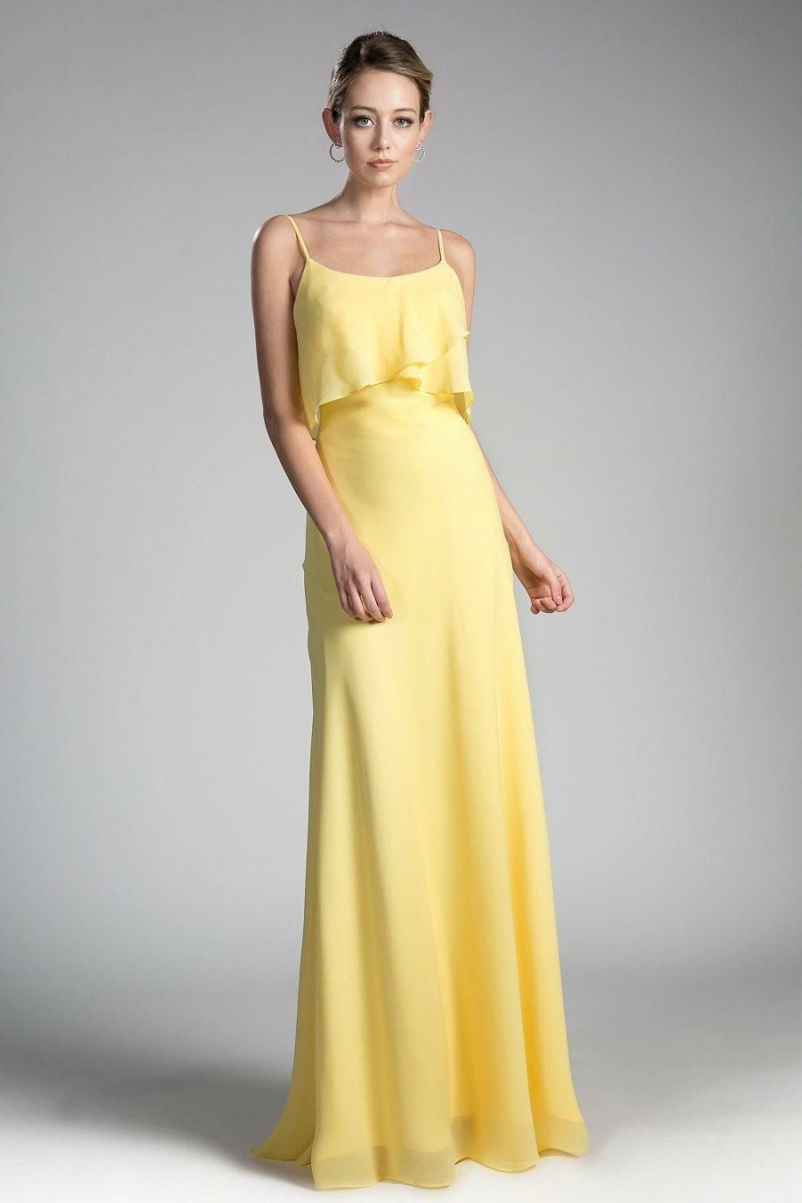 Dresses * | Cinderella Divine Cf074 Formal Long Dress Bridesmaid Fashionable Yellow