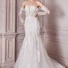 Dresses * | Cinderella Divine Cd977W Off Shoulder Long Trail Wedding Dress Sale Premium Off White