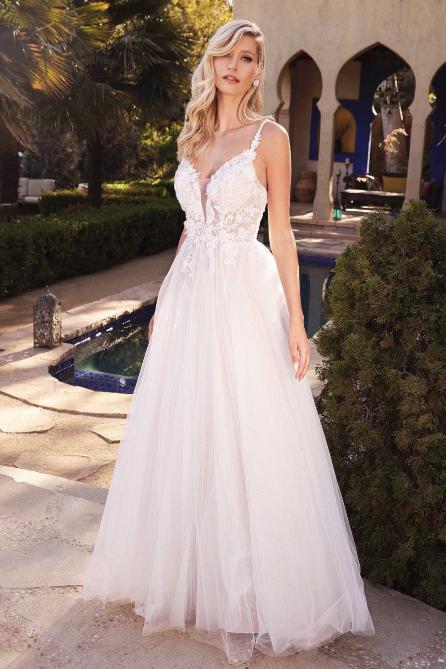 Dresses * | Cinderella Divine Cb072W Layered A-Line Tulle Bridal Gown Large Choice Off White