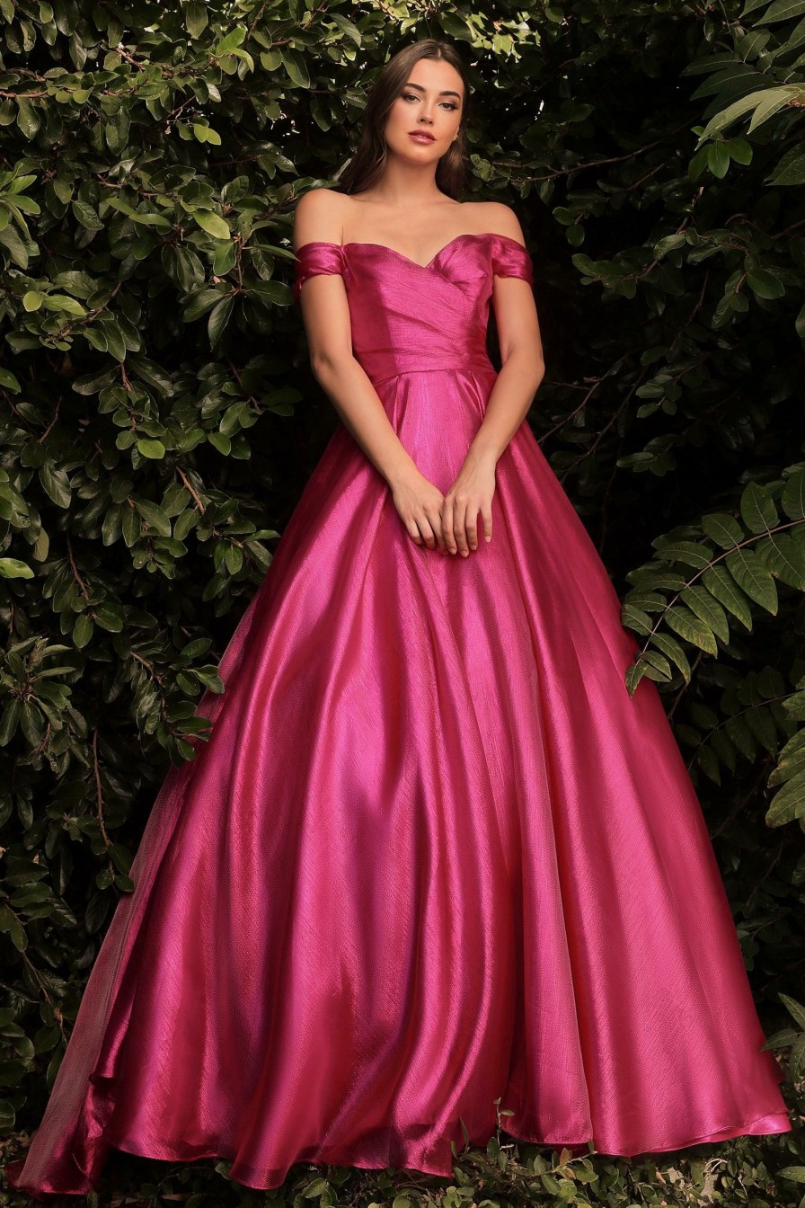 Dresses * | Cinderella Divine J822 Off Shoulder Prom Long A Line Ball Gown Sale Online