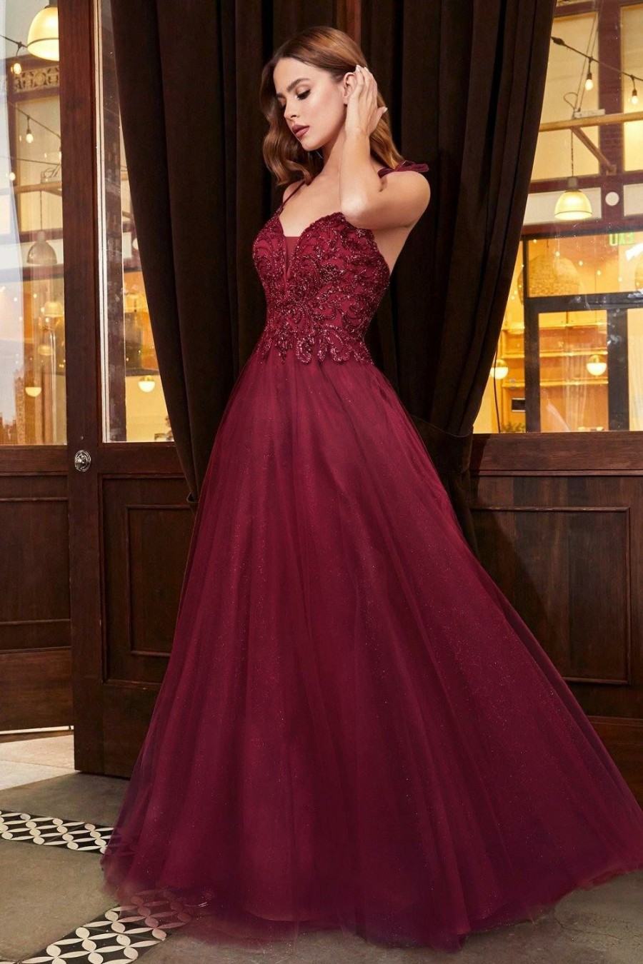 Dresses * | Cinderella Divine Cd0178 Glitter Long Ball Gown Formal Dress Fashionable