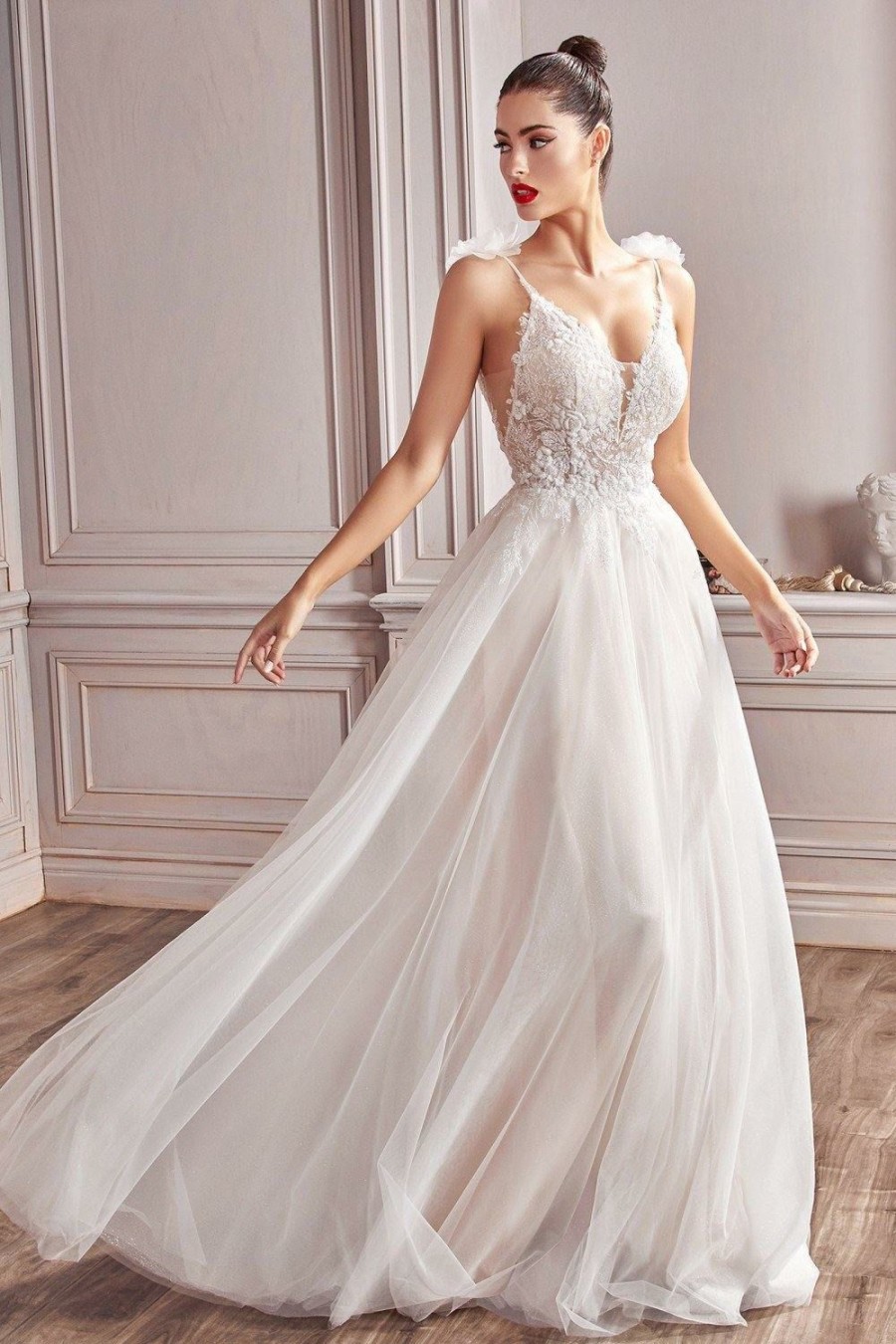 Dresses * | Cinderella Divine Cd215W Long A-Line Wedding Dress Popular Off White