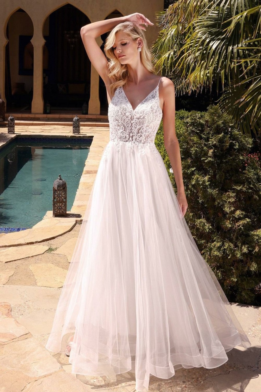 Dresses * | Cinderella Divine Kc897W Long White Wedding Dress Outlet Sale Off White