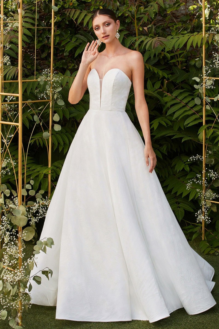 Dresses * | Cinderella Divine Cdcb0033W Long Bridal Gown Wedding Dress Classical White