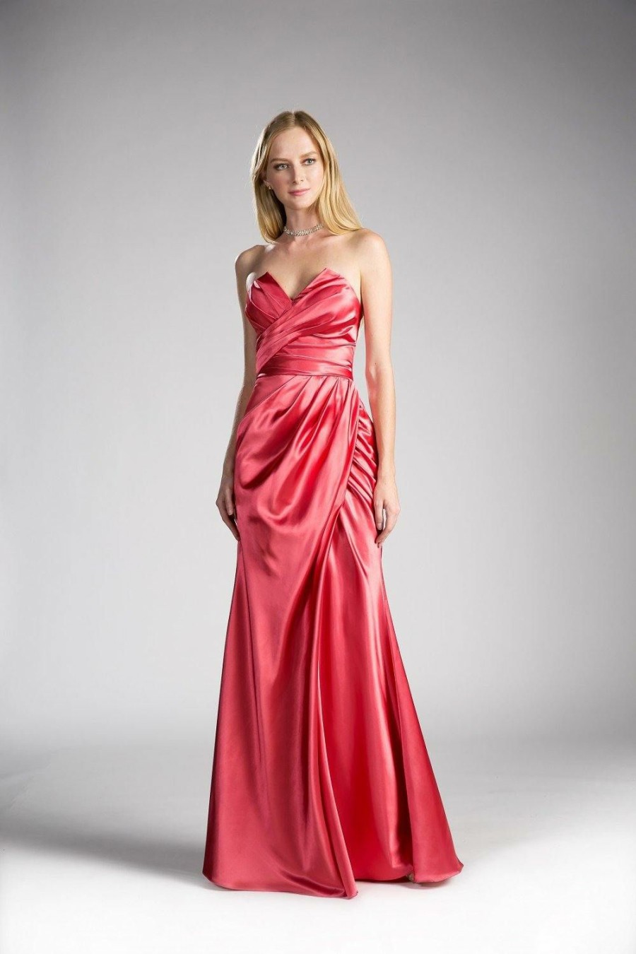 Dresses * | Cinderella Divine Cf290 Prom Long Ftted Dress Outlet Coral