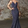 Dresses * | Cinderella Divine Cb054 Long Spaghetti Strap Glitter Mermaid Prom Gown Sale Gift Selection