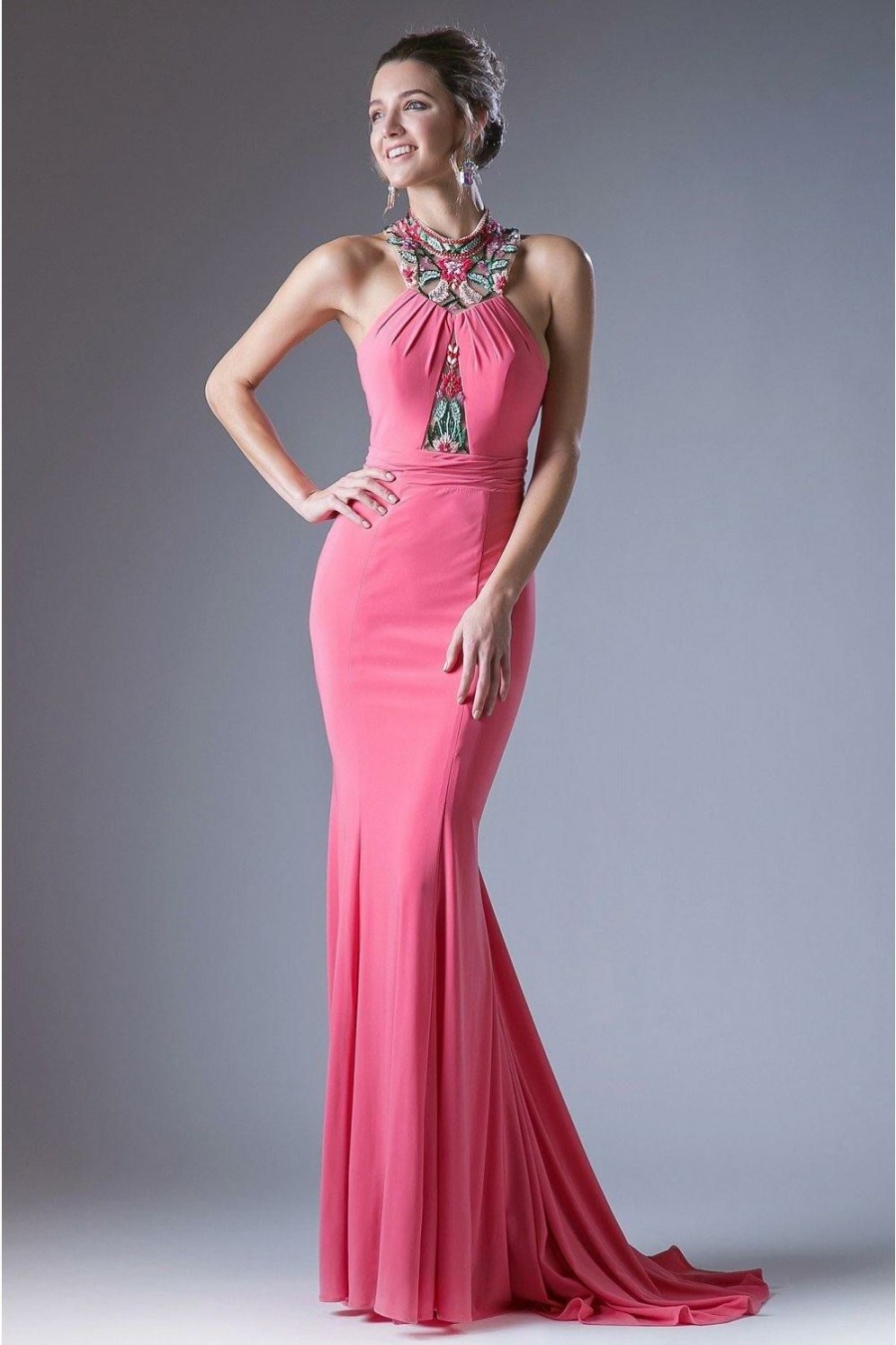 Dresses * | Cinderella Divine Cd83964 Prom Long Formal Dress Sale Discount Online Coral