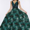 Dresses * | Cinderella Divine Cr821 Floral Ball Gown Long Prom Dress Exquisite Gifts Green