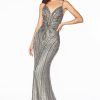 Dresses * | Cinderella Divine Kc898 Long Formal Fitted Metallic Prom Dress Sale Special Offers Black Gold