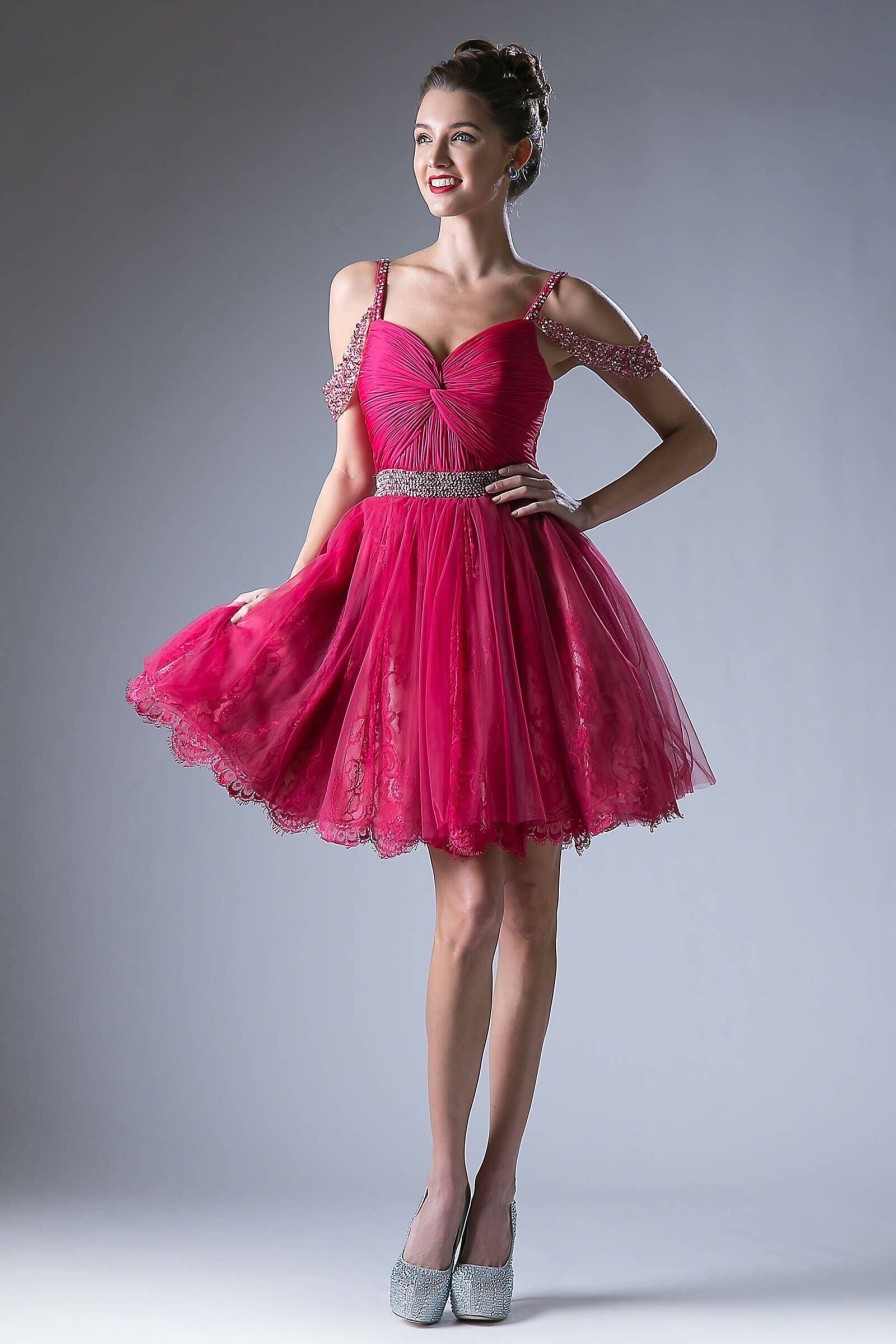 Dresses * | Cinderella Divine Cd8947 Short Prom Homecoming Cocktail Dress Sale Discounts Fuchsia