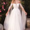 Dresses * | Cinderella Divine A1080W A Line Long Sheer Wedding Gown Excellent Quality Off-White