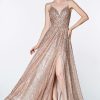 Dresses * | Cinderella Divine Cj510 Prom Long Glitter Evening Dress Clearance Rose Gold