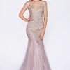 Dresses * | Cinderella Divine S321 Prom Long Formal Lace Applique Mermaid Dress Best-Selling Mauve