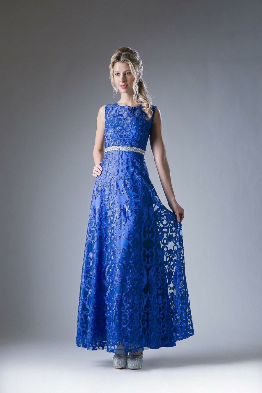 Dresses * | Cinderella Divine Cd3878 Long Formal Dress Sale Discount Sale Royal