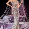 Dresses * | Cinderella Divine J9099 Long Formal Sparkling Prom Dress Sale Reliable Quality Gold