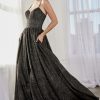 Dresses * | Cinderella Divine J796 Long Spaghetti Strap Prom Glitter Ball Gown With Pockets High Quality