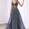 Dresses * | Cinderella Divine Cj256 Long A Line Prom Metallic Dress Evening Gown Popular