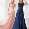 Dresses * | Cinderella Divine Uj0011 Cap Sleeve Formal Dress Chiffon Prom Long Gown Sale Cheap Online Navy