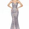 Dresses * | Cinderella Divine C24 Long Spaghetti Strap Glitter Mermaid Prom Dress Quick Delivery Smoky-Blue