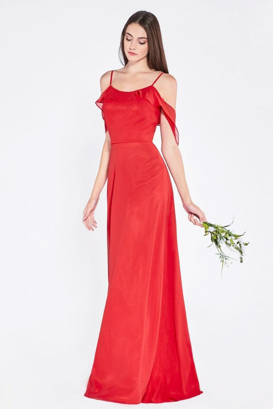 Dresses * | Cinderella Divine Cd1018 Long Formal Dress Off Shoulder Bridesmaid Hot Selling Red