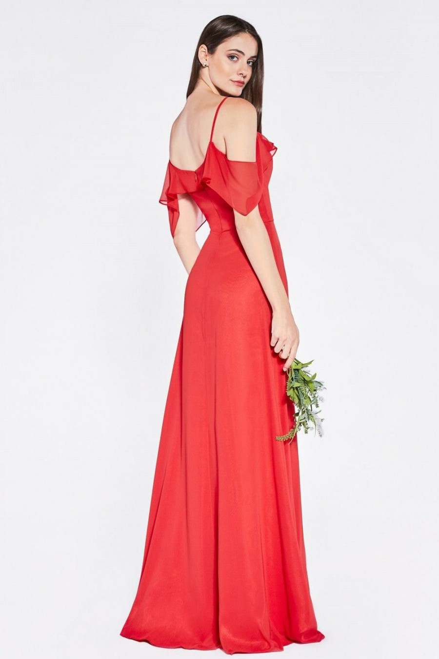 Dresses * | Cinderella Divine Cd1018 Long Formal Dress Off Shoulder Bridesmaid Hot Selling Red