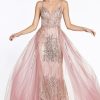 Dresses * | Cinderella Divine Cr841 Long Evening Gown Spaghetti Strap Sexy Prom Dress Best Choice Rose Gold