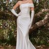 Dresses * | Cinderella Divine Cd986W Gloves Fitted Wedding Dress Exclusive Off White