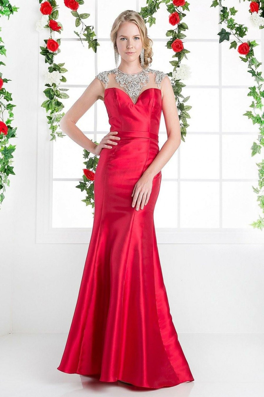 Dresses * | Cinderella Divine Cj221 Long Formal Prom Dress Cheaper Red