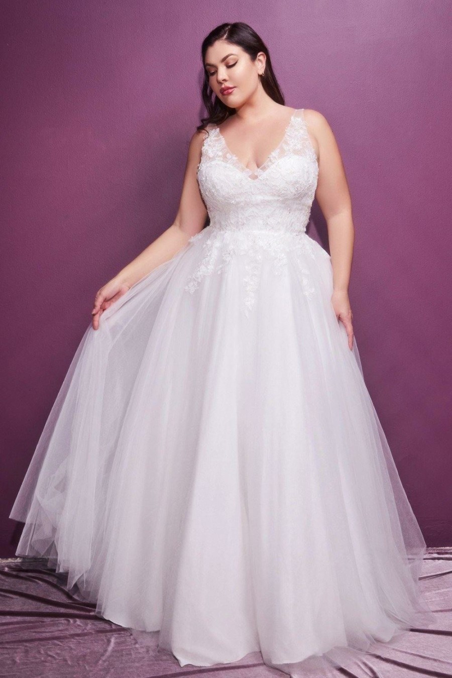 Dresses * | Cinderella Divine Cd9178Wc Long Plus Size Wedding Dress Exclusive Design Off White