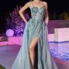 Dresses * | Cinderella Divine Cb123 Spaghetti Strap Prom Dress Best Sellers Sea Mist