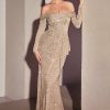 Dresses * | Cinderella Divine Ch135 Long Sleeve Sequin Evening Gown Sale Exquisite Gifts