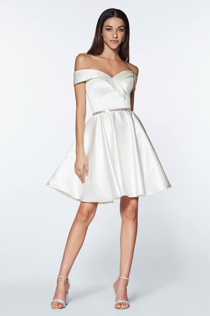 Dresses * | Cinderella Divine Cd0140 Short Prom Off The Shoulder Homecoming Cocktail Dress New Arrivals