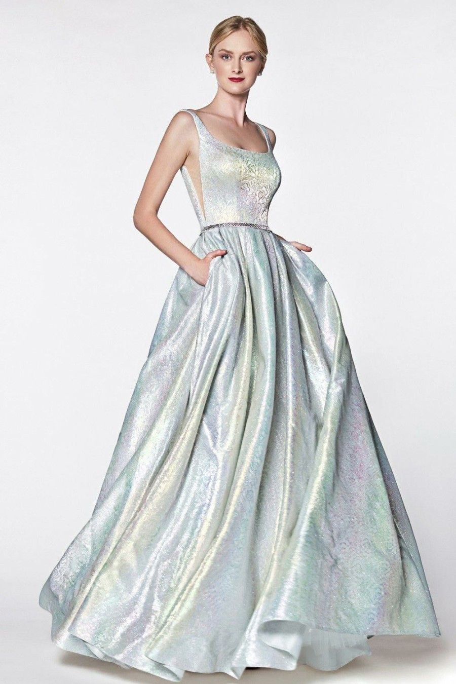 Dresses * | Cinderella Divine Kc880 Long Metallic Prom Dress High Quality