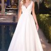 Dresses * | Cinderella Divine Cb077W Sleeveless Long A Line Wedding Gown Excellent Off-White