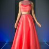 Dresses * | Cinderella Divine Ck67 Prom Two Piece Long Dress Sale Promotion Coral