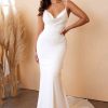 Dresses * | Cinderella Divine 7487W Tie Back Mermaid Wedding Dress Discount Sale Off-White