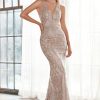 Dresses * | Cinderella Divine Ht074 Long Formal Fitted Prom Dress Attractive Champagne Gold