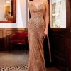 Dresses * | Cinderella Divine S405 Formal Long Gown Prom Dress Sale Online Gold