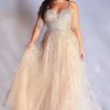 Dresses * | Cinderella Divine Cd940C Long Plus Size A-Line Prom Dress Promotion Platinum