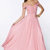 Dresses * | Cinderella Divine Cj241 Long Chiffon Sweetheart Neckline Prom Gown Top Sell