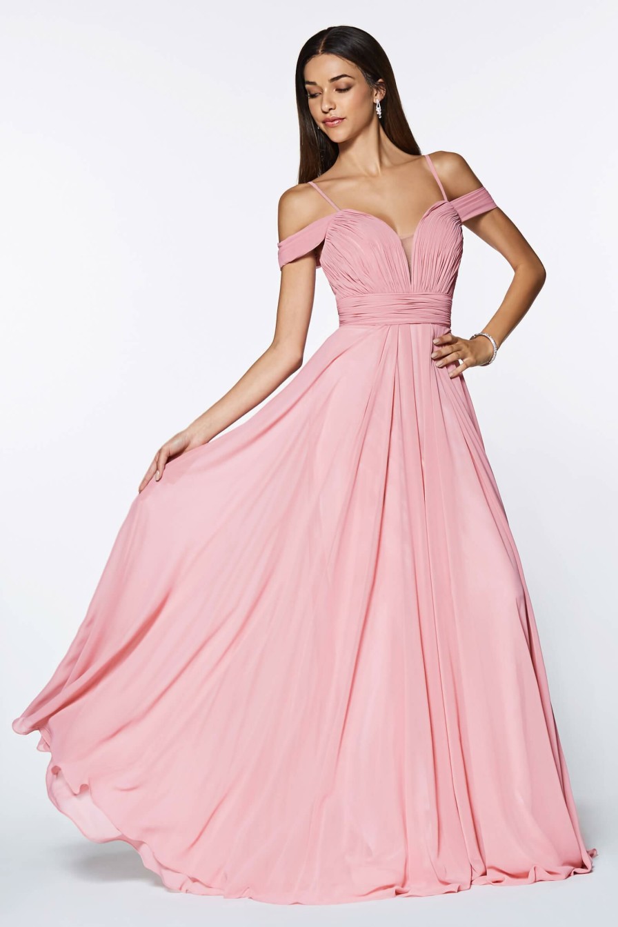 Dresses * | Cinderella Divine Cj241 Long Chiffon Sweetheart Neckline Prom Gown Top Sell