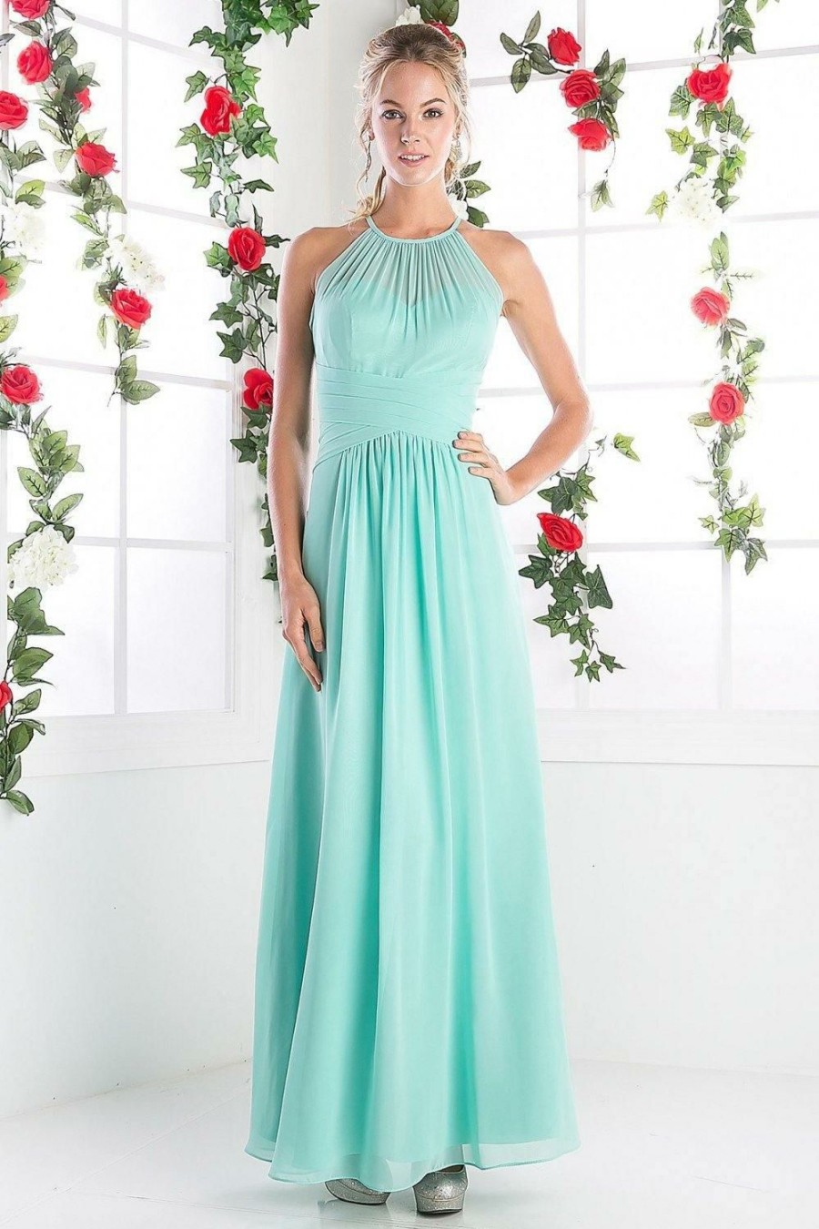 Dresses * | Cinderella Divine Ch1501 Formal Long Dress Bridesmaid Sale Clearance Sale Coral