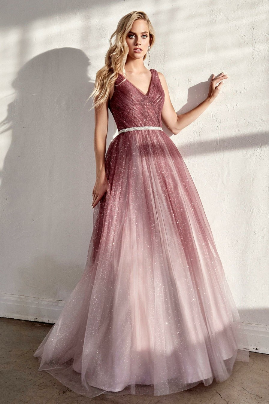 Dresses * | Cinderella Divine Cb053 Long Sleeveless Prom Glitter Ombre Ball Gown Less Expensive